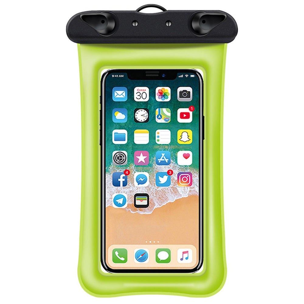 Floating Airbag Waterproof Bag for Under 7.2-inches Cell Phone Beach Pool Phone Dry Bag with Lanyard - Green