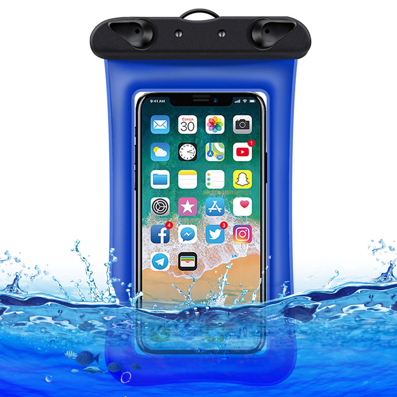 Floating Airbag Waterproof Bag for Under 7.2-inches Cell Phone Beach Pool Phone Dry Bag with Lanyard - Blue
