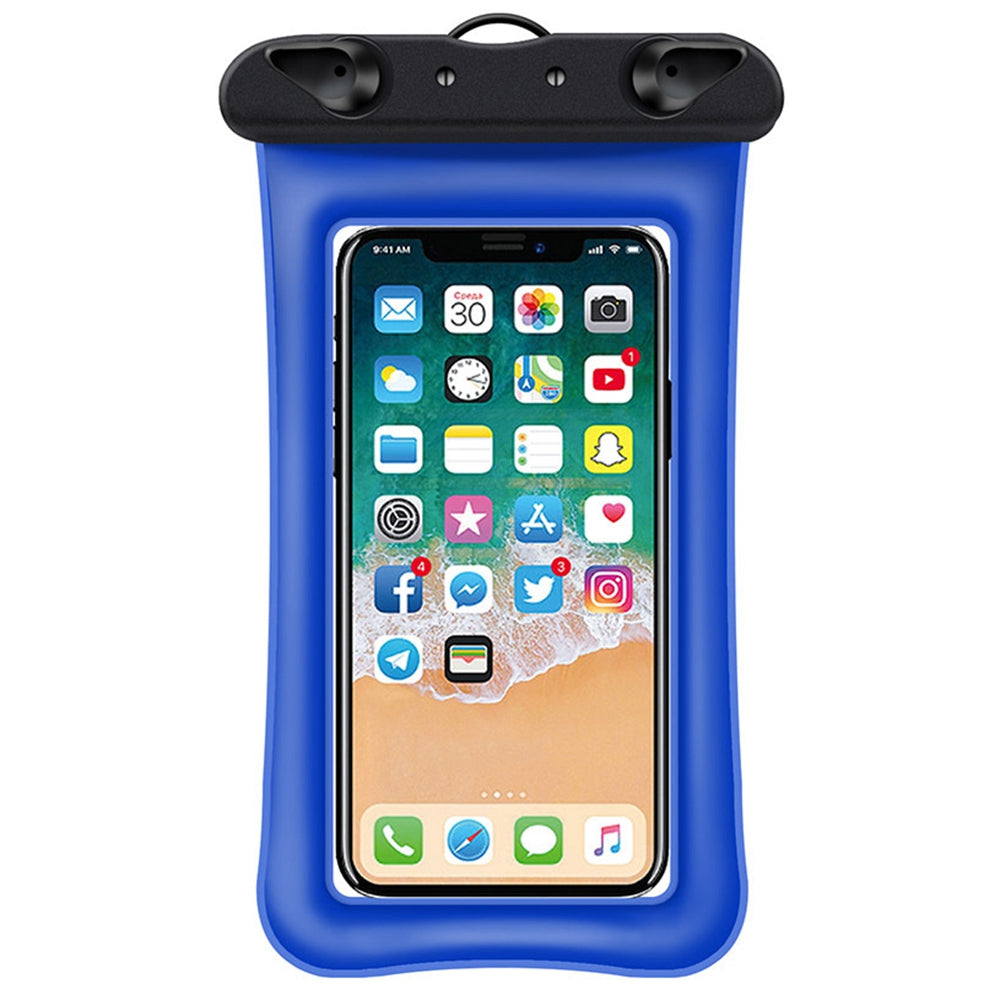 Floating Airbag Waterproof Bag for Under 7.2-inches Cell Phone Beach Pool Phone Dry Bag with Lanyard - Blue