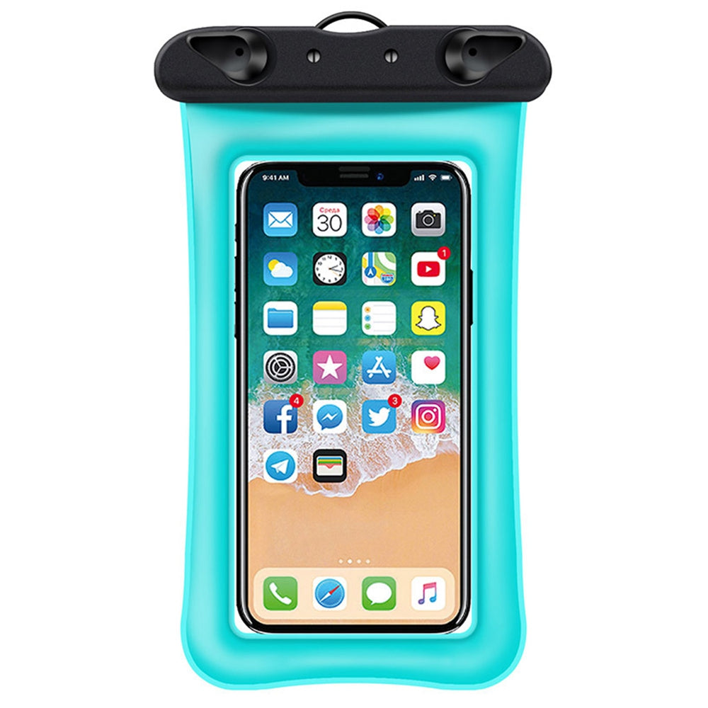 Floating Airbag Waterproof Bag for Under 7.2-inches Cell Phone Beach Pool Phone Dry Bag with Lanyard - Lake Blue
