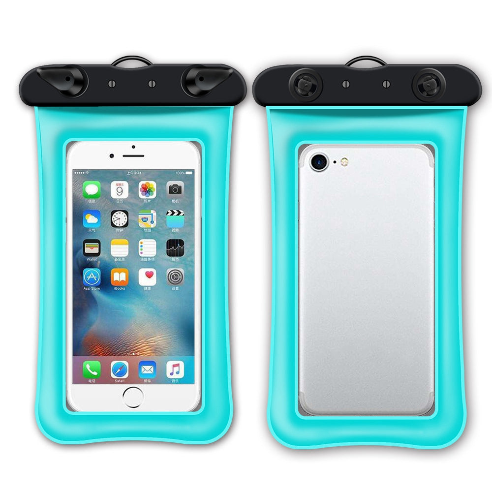 Floating Airbag Waterproof Bag for Under 7.2-inches Cell Phone Beach Pool Phone Dry Bag with Lanyard - Lake Blue