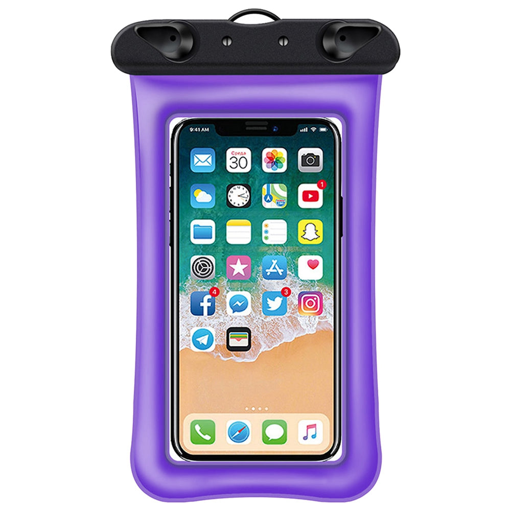 Floating Airbag Waterproof Bag for Under 7.2-inches Cell Phone Beach Pool Phone Dry Bag with Lanyard - Purple