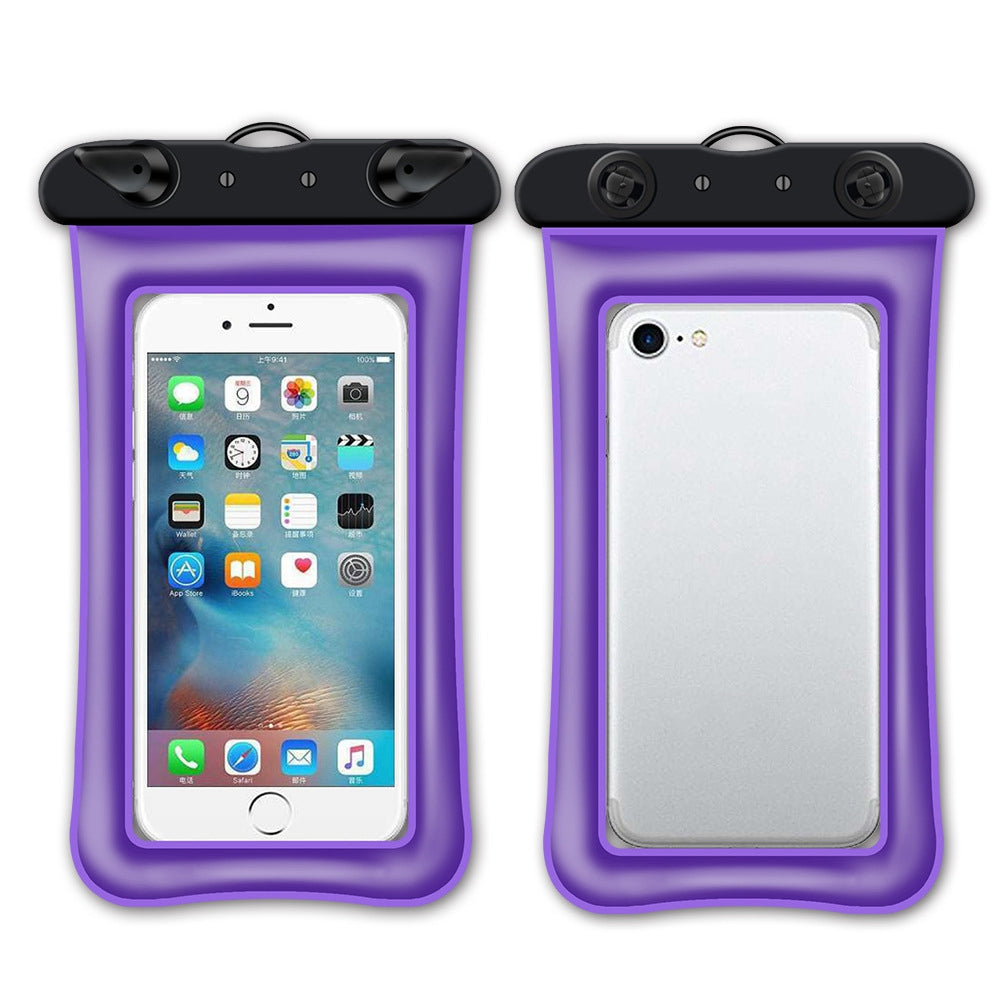 Floating Airbag Waterproof Bag for Under 7.2-inches Cell Phone Beach Pool Phone Dry Bag with Lanyard - Purple