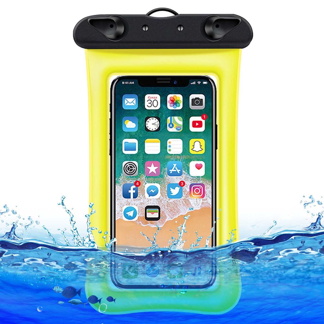 Floating Airbag Waterproof Bag for Under 7.2-inches Cell Phone Beach Pool Phone Dry Bag with Lanyard - Yellow