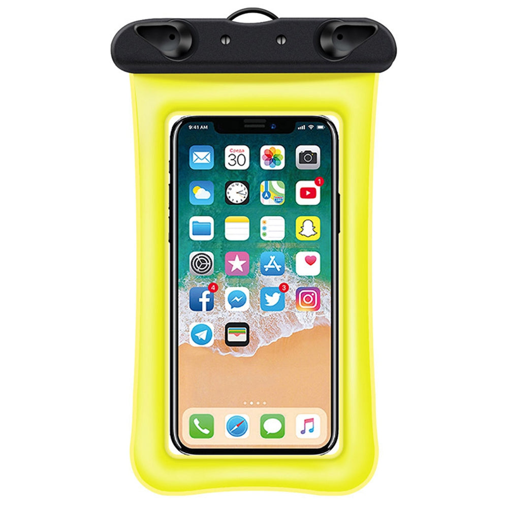 Floating Airbag Waterproof Bag for Under 7.2-inches Cell Phone Beach Pool Phone Dry Bag with Lanyard - Yellow