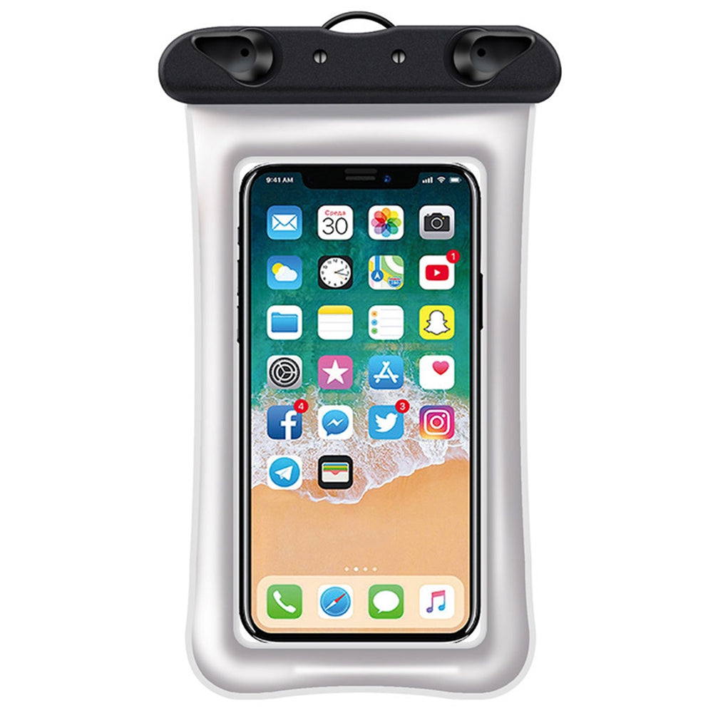 Floating Airbag Waterproof Bag for Under 7.2-inches Cell Phone Beach Pool Phone Dry Bag with Lanyard - White
