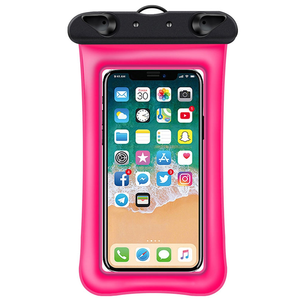 Floating Airbag Waterproof Bag for Under 7.2-inches Cell Phone Beach Pool Phone Dry Bag with Lanyard - Pink