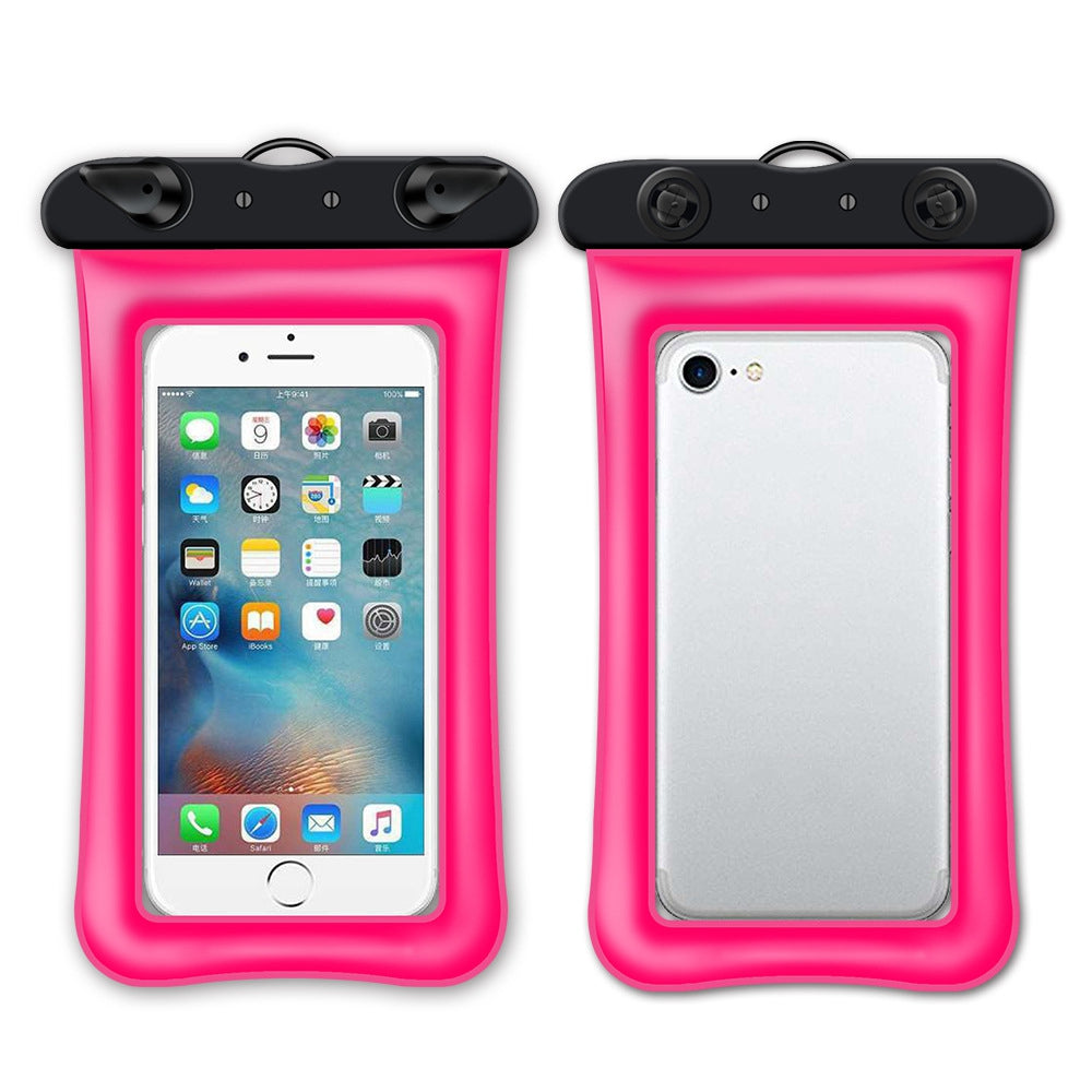 Floating Airbag Waterproof Bag for Under 7.2-inches Cell Phone Beach Pool Phone Dry Bag with Lanyard - Pink