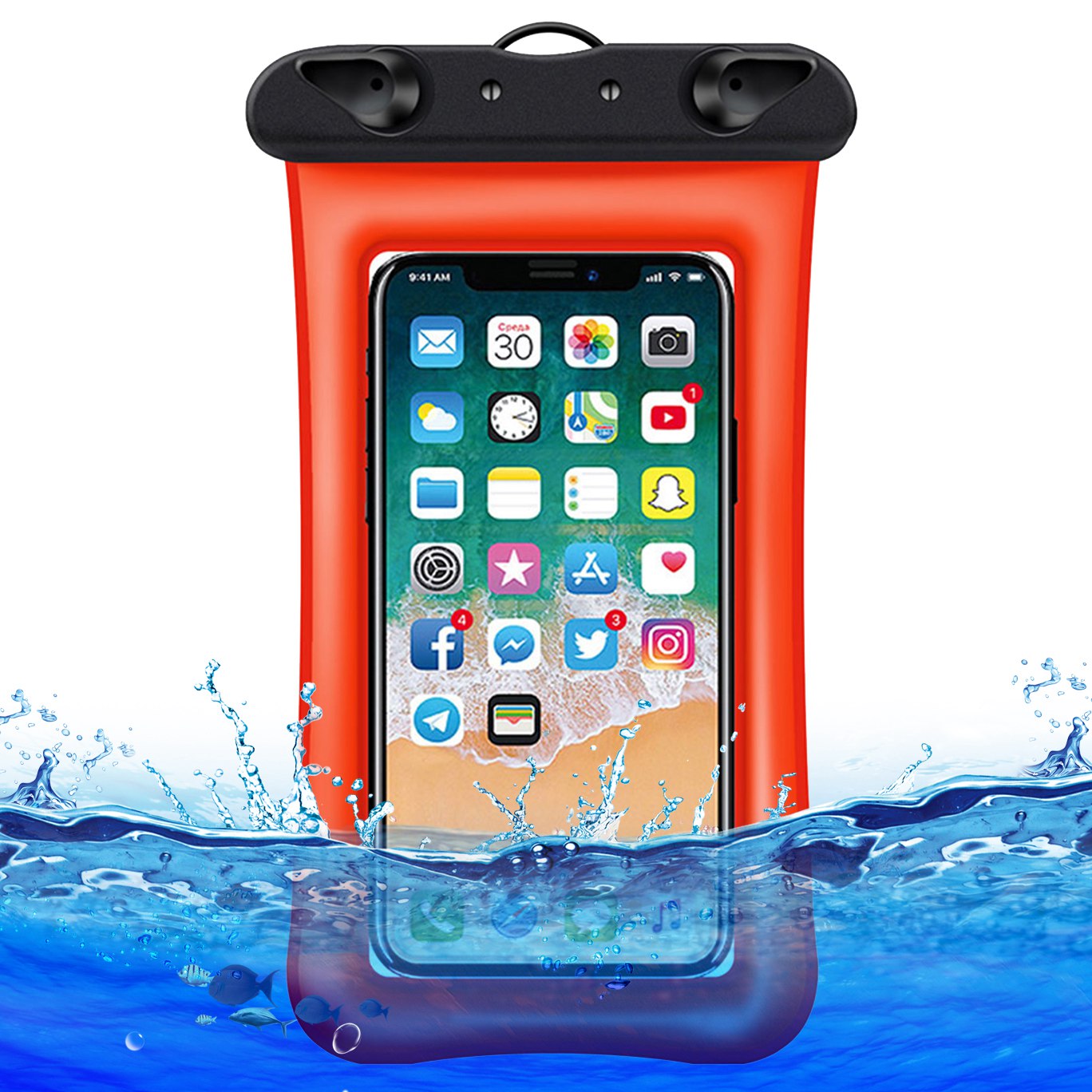 Floating Airbag Waterproof Bag for Under 7.2-inches Cell Phone Beach Pool Phone Dry Bag with Lanyard - Orange