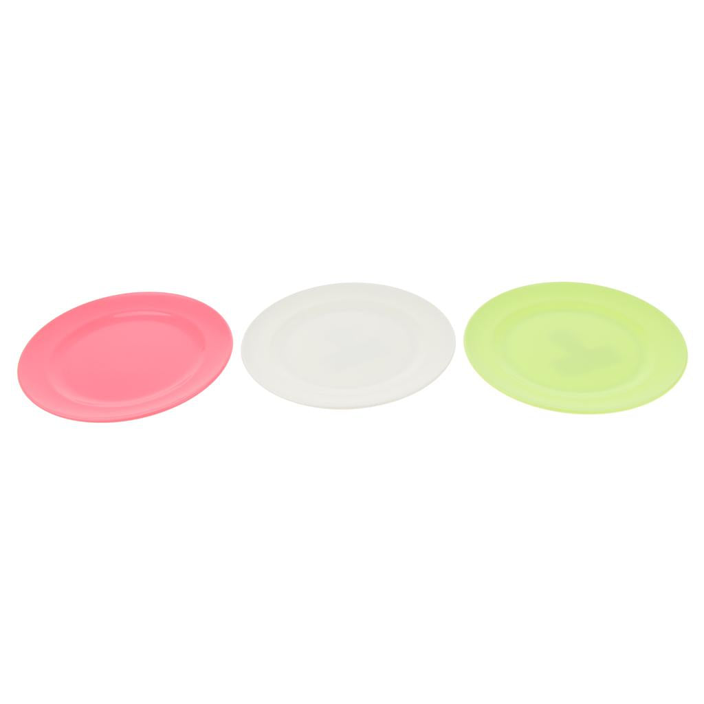 2pcs Plates Set Food Container Dishes Camping Outdoor Storage Bowl Pink