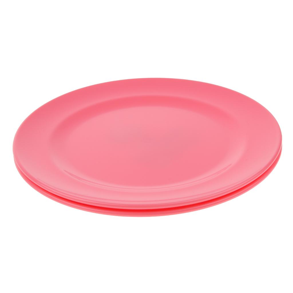 2pcs Plates Set Food Container Dishes Camping Outdoor Storage Bowl Pink