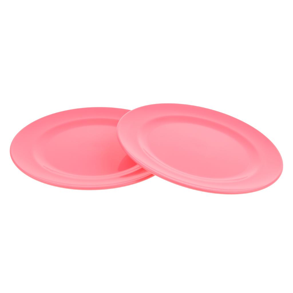 2pcs Plates Set Food Container Dishes Camping Outdoor Storage Bowl Pink