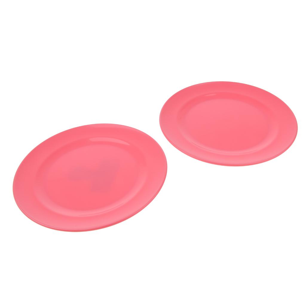 2pcs Plates Set Food Container Dishes Camping Outdoor Storage Bowl Pink