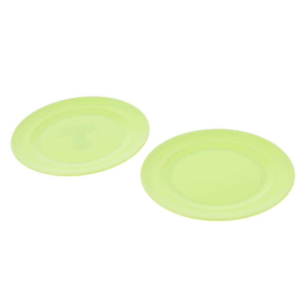 2pcs Plates Set Food Container Dishes Camping Outdoor Storage Bowl Green