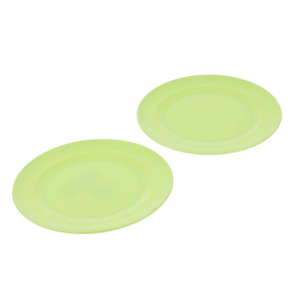 2pcs Plates Set Food Container Dishes Camping Outdoor Storage Bowl Green