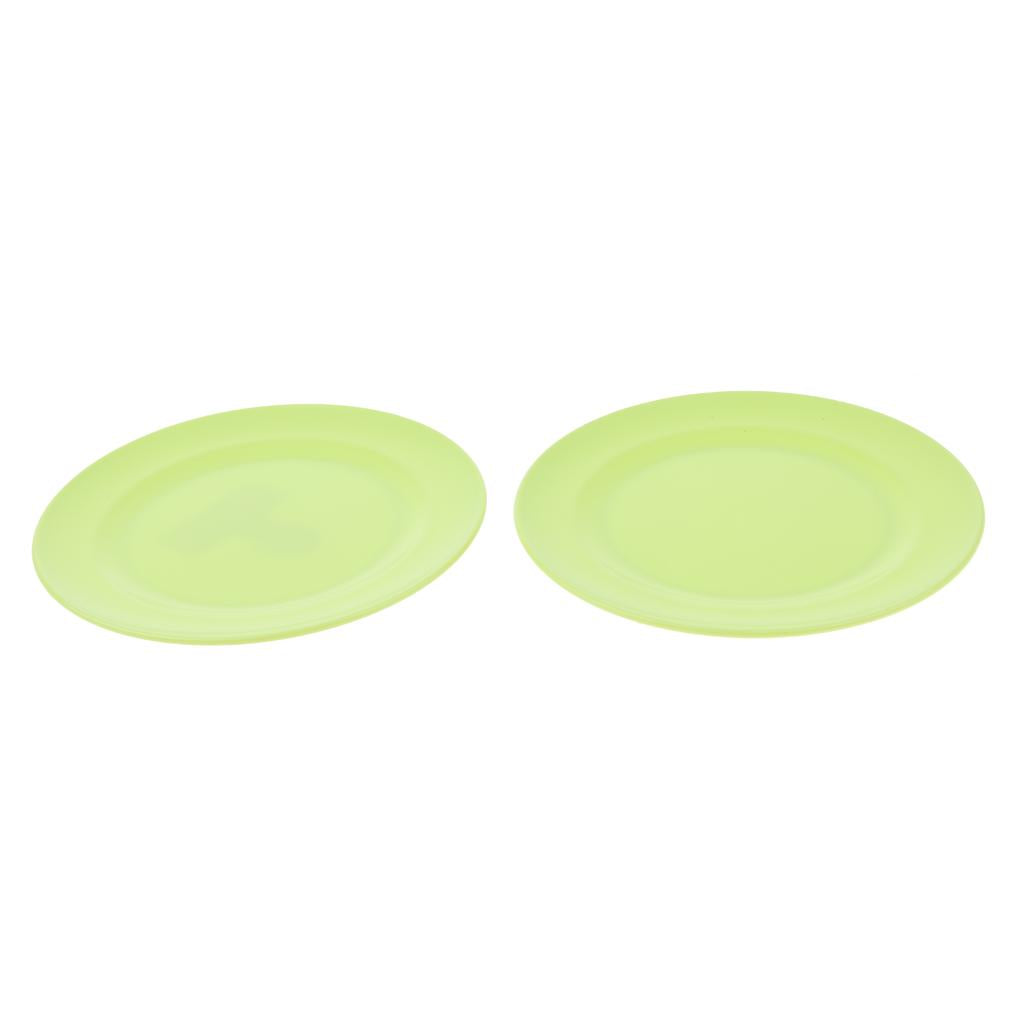2pcs Plates Set Food Container Dishes Camping Outdoor Storage Bowl Green