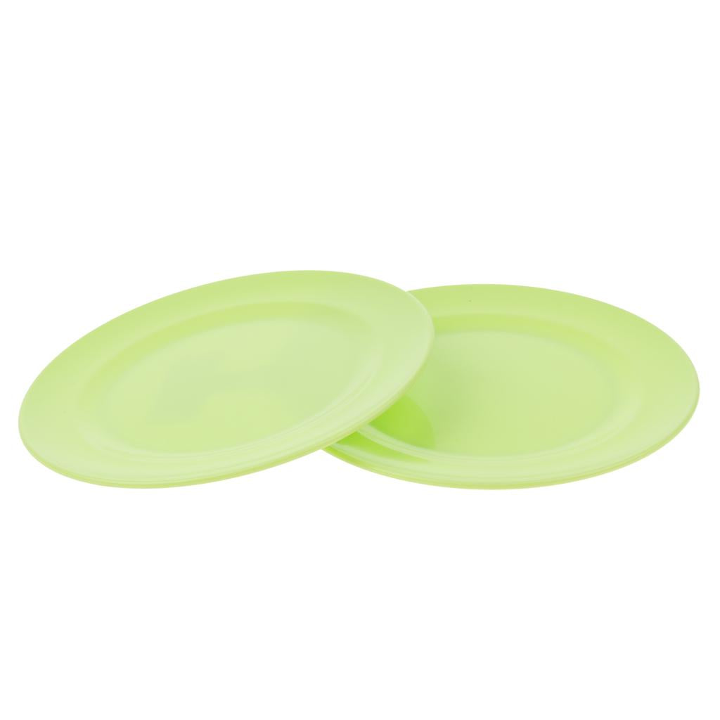 2pcs Plates Set Food Container Dishes Camping Outdoor Storage Bowl Green