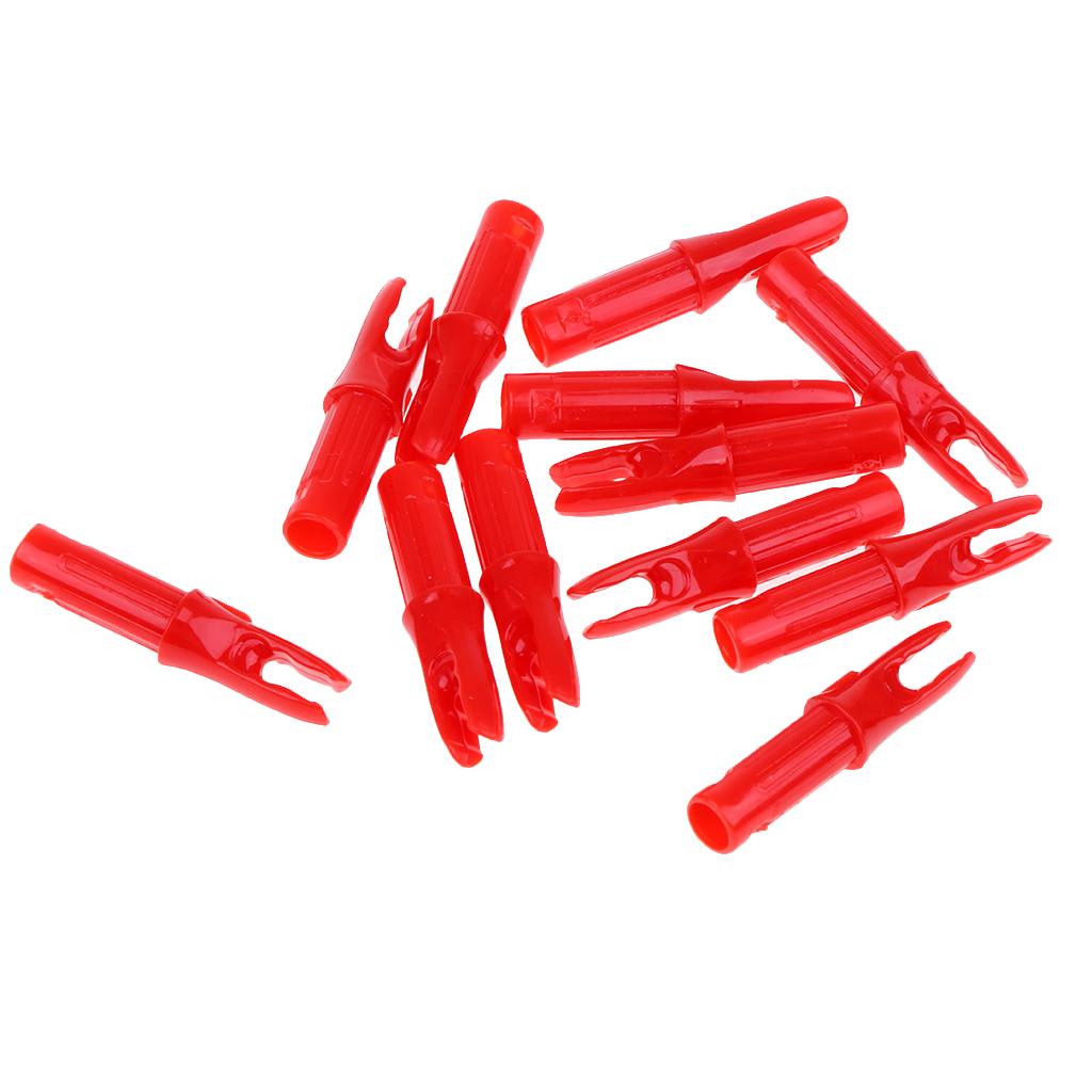 12 Pieces Plastic Archery Arrow Nocks for Arrows ID 6.2mm Red