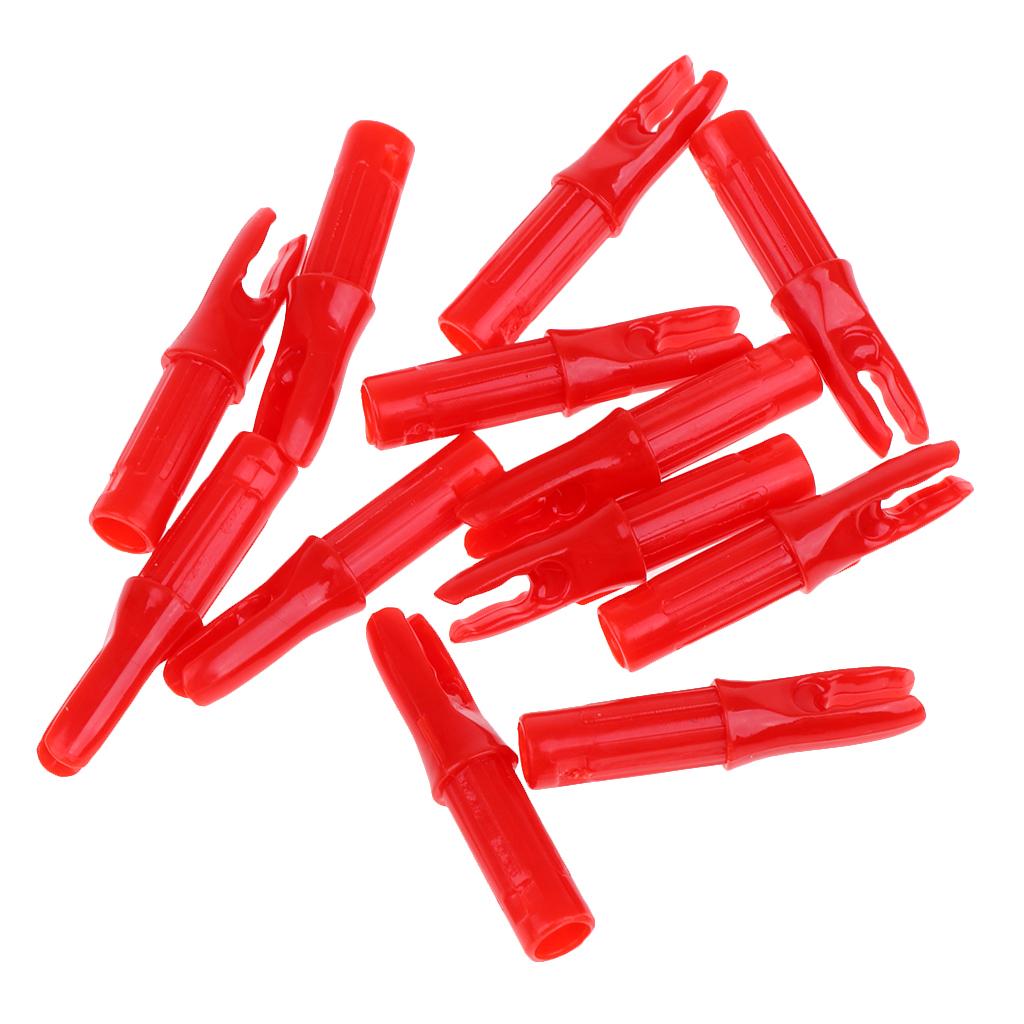 12 Pieces Plastic Archery Arrow Nocks for Arrows ID 6.2mm Red