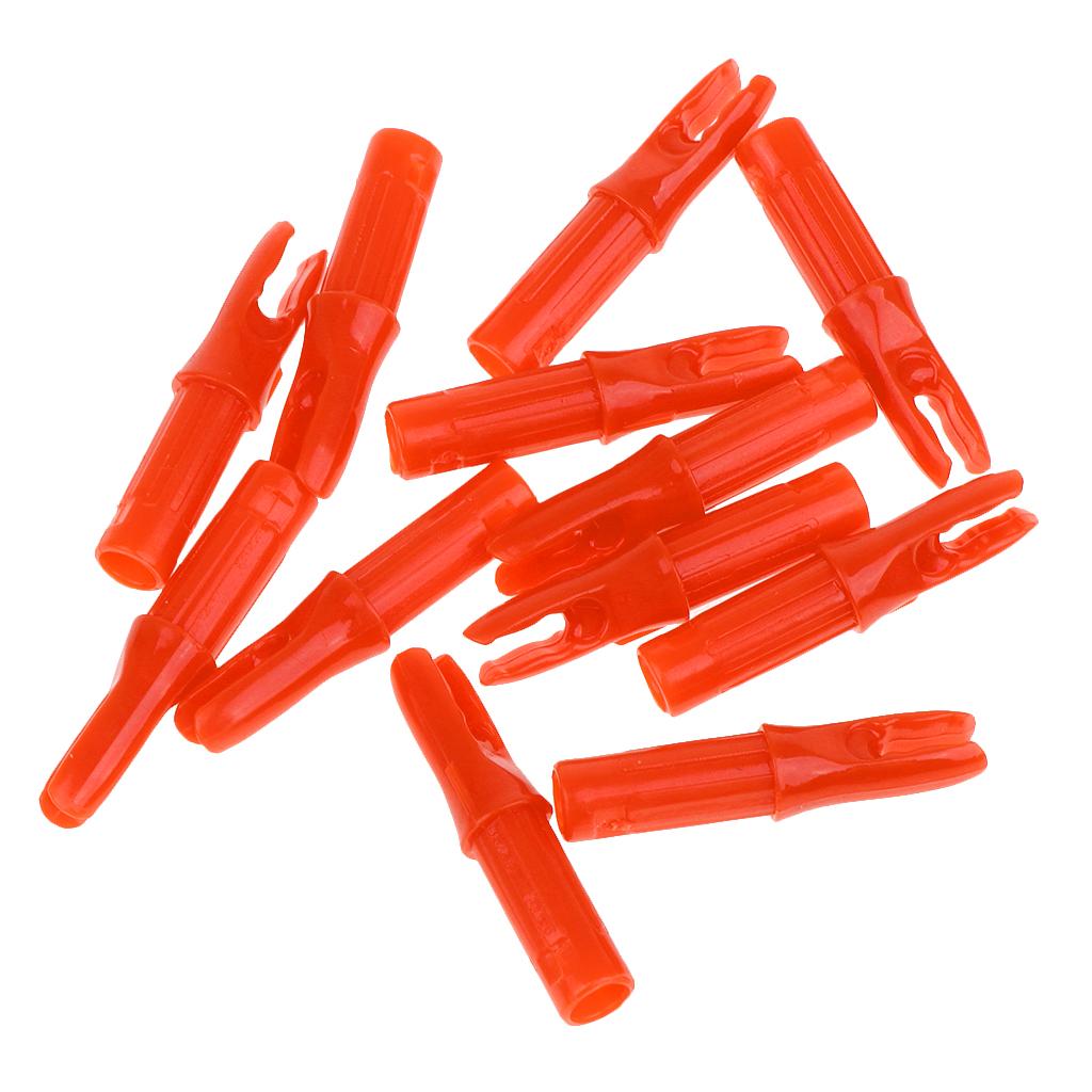 12 Pieces Plastic Archery Arrow Nocks for Arrows ID 6.2mm Orange