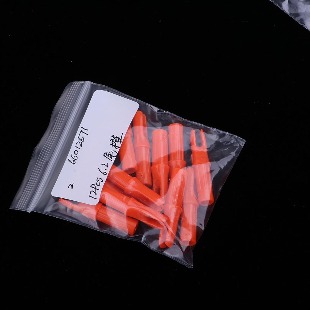 12 Pieces Plastic Archery Arrow Nocks for Arrows ID 6.2mm Orange