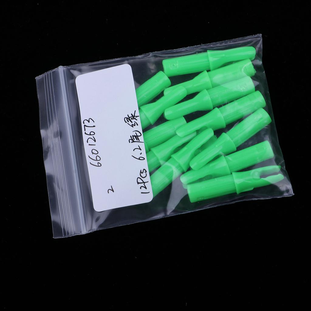 12 Pieces Plastic Archery Arrow Nocks for Arrows ID 6.2mm Green