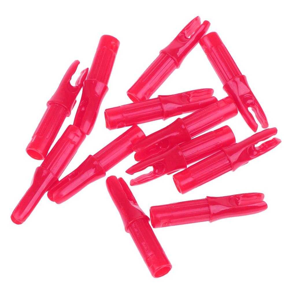 12 Pieces Plastic Archery Arrow Nocks for Arrows ID 6.2mm Pink