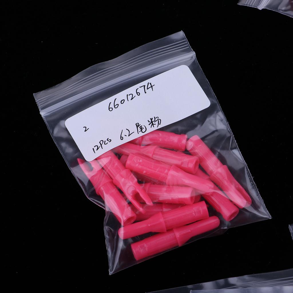 12 Pieces Plastic Archery Arrow Nocks for Arrows ID 6.2mm Pink