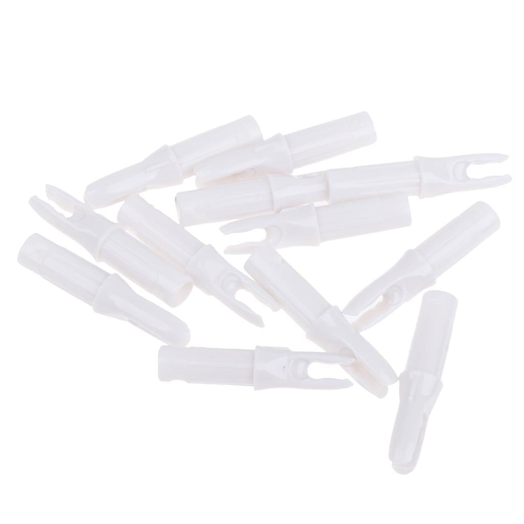 12 Pieces Plastic Archery Arrow Nocks for Arrows ID 6.2mm White