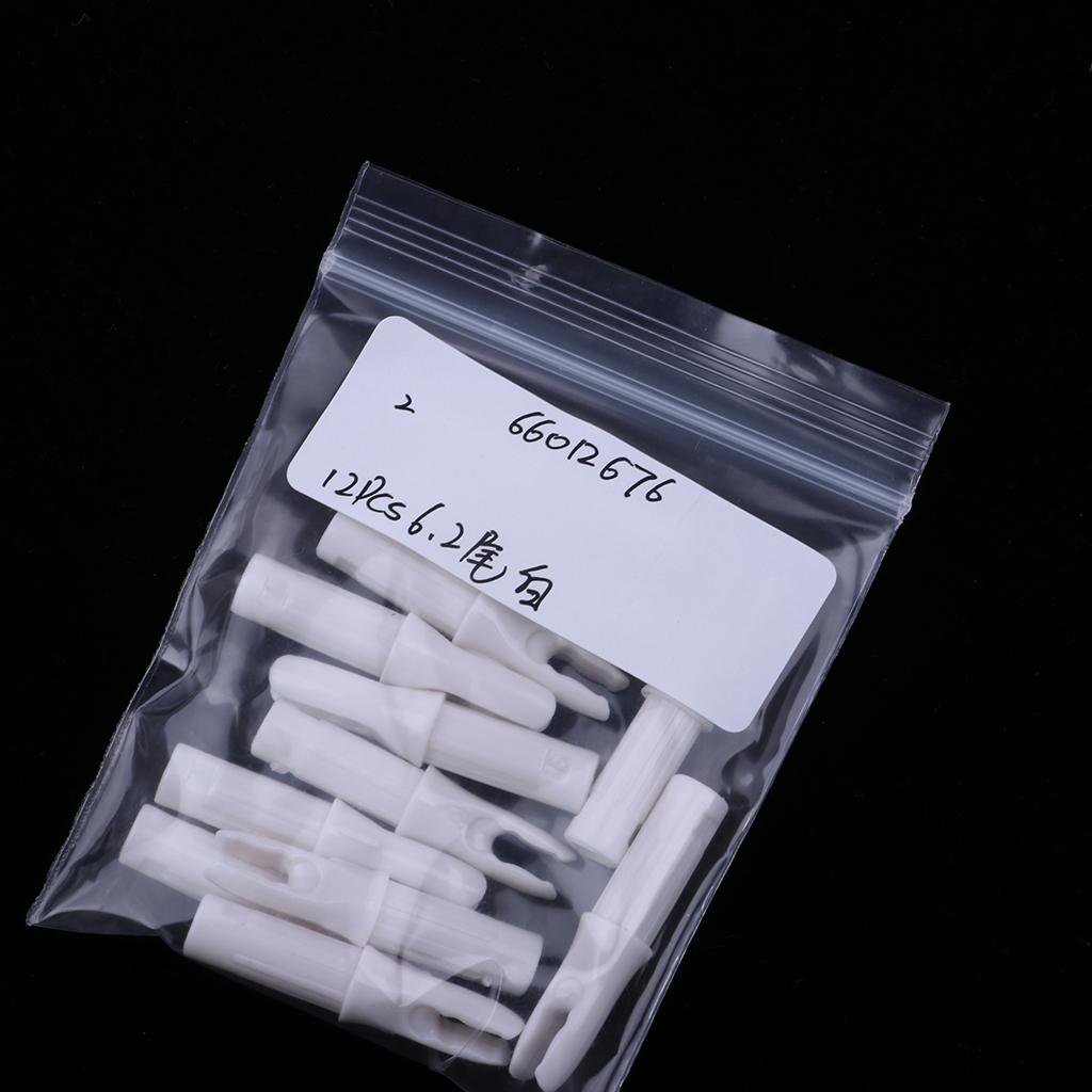 12 Pieces Plastic Archery Arrow Nocks for Arrows ID 6.2mm White