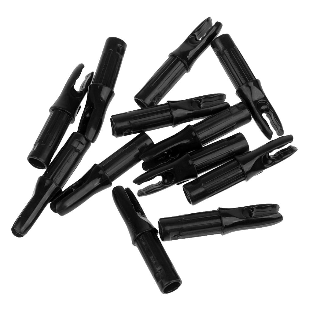 12 Pieces Plastic Archery Arrow Nocks for Arrows ID 6.2mm Black