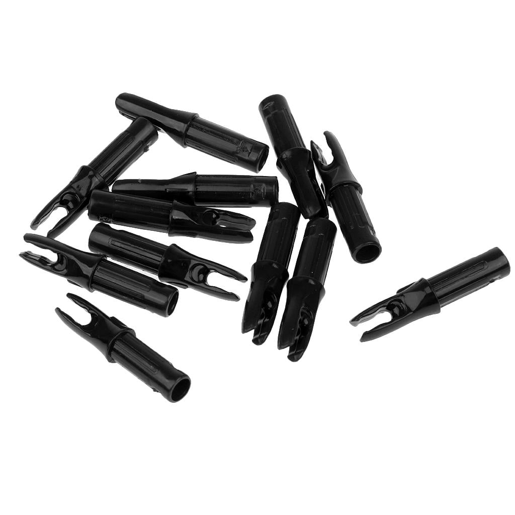12 Pieces Plastic Archery Arrow Nocks for Arrows ID 6.2mm Black