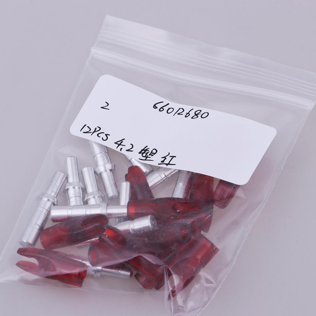 12 Pieces Plastic Archery Precision Nocks for ID 4.2mm Arrow Shaft Universal Red