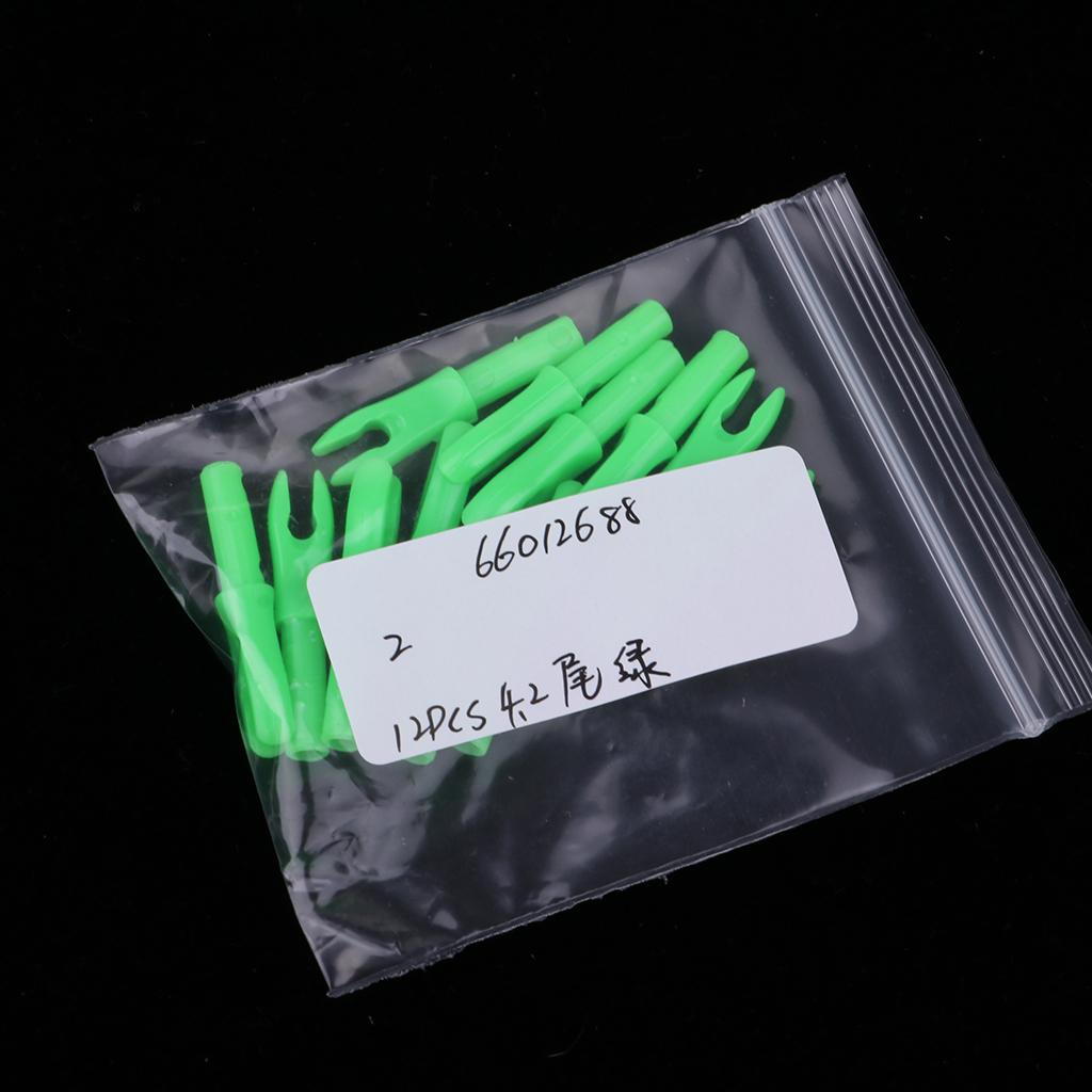 12 Pieces Plastic Archery Precision Nocks for ID 4.2mm Arrow Shaft Green