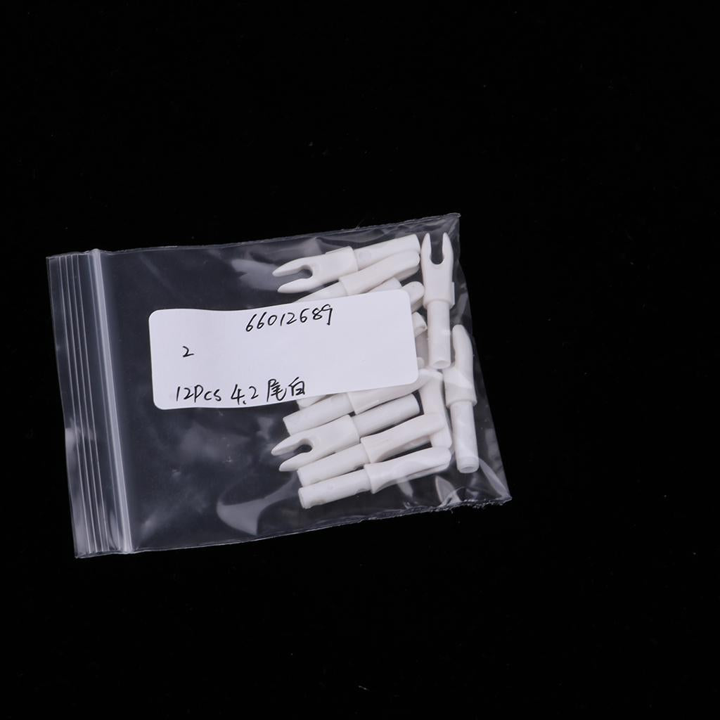 12 Pieces Plastic Archery Precision Nocks for ID 4.2mm Arrow Shaft White