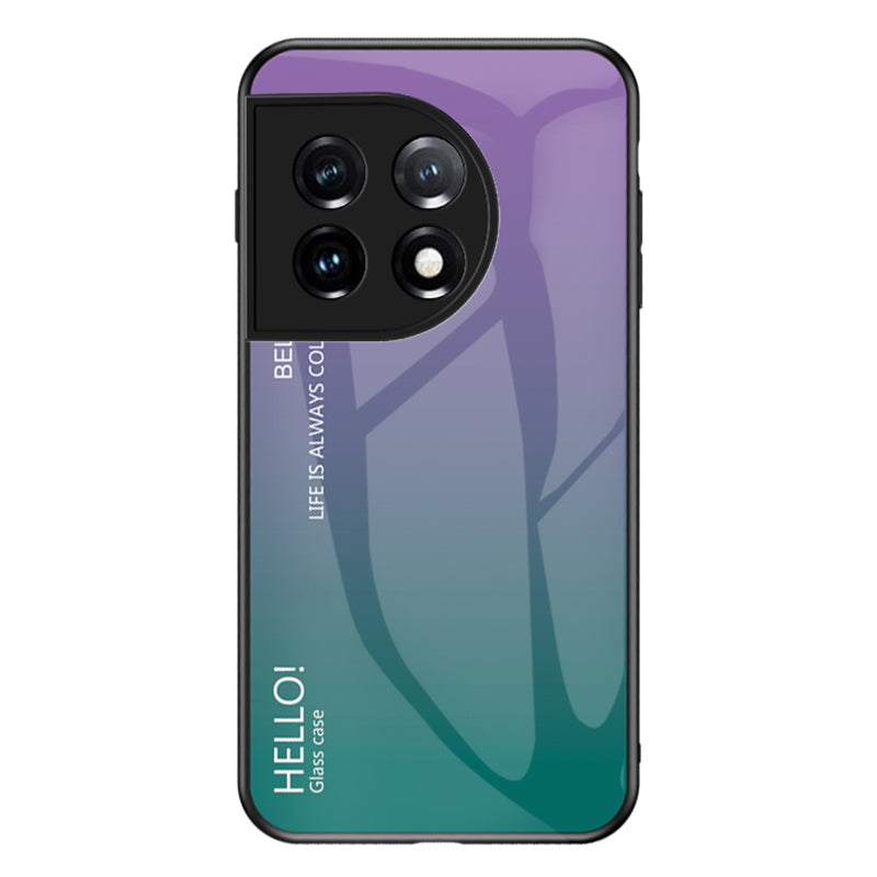 For OnePlus 11 5G Gradient Color Phone Case Anti-Scratch Tempered Glass + PC Back TPU Frame Hybrid Cover - Gradient Purple