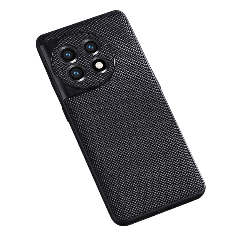 For OnePlus 11 5G Nylon Coated TPU Phone Case Woven Texture Anti-Slip Anti-Scratch Cover - Black