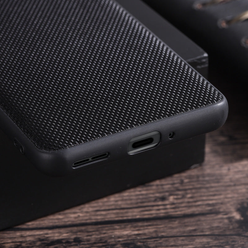 For OnePlus 11 5G Nylon Coated TPU Phone Case Woven Texture Anti-Slip Anti-Scratch Cover - Black