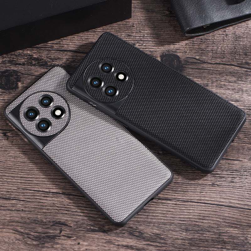 For OnePlus 11 5G Nylon Coated TPU Phone Case Woven Texture Anti-Slip Anti-Scratch Cover - Black
