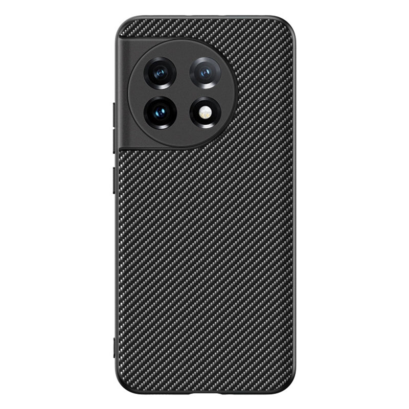 For OnePlus 11 5G PU Leather Coated TPU Case Ultra Slim Carbon Fiber Texture Anti-scratch Phone Cover - Carbon Fiber / Black