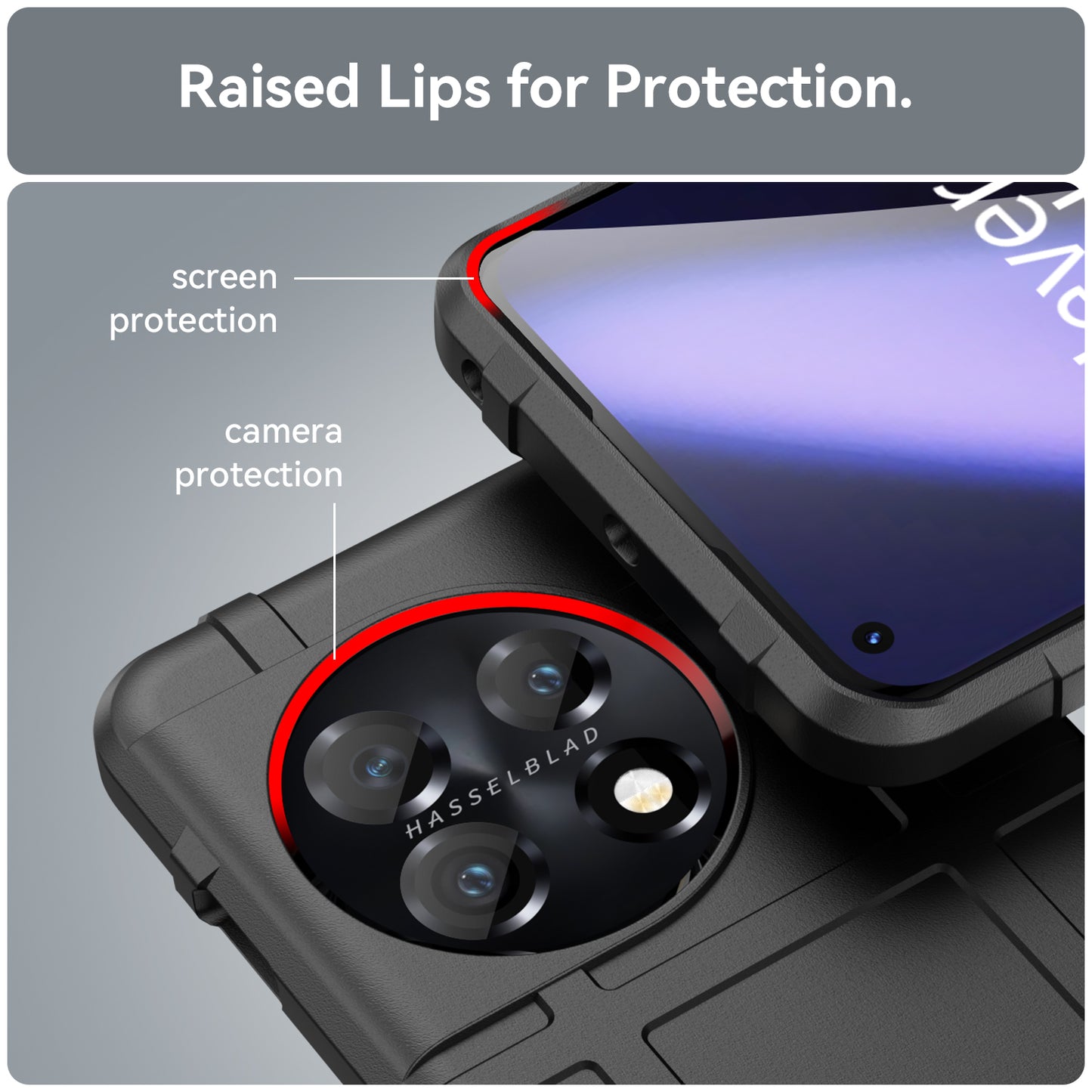 Soft TPU Case for OnePlus 11 5G, Rugged Square Grid Texture Drop-proof Phone Cover - Black