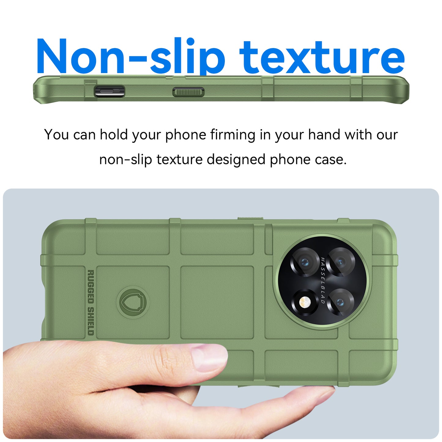 Soft TPU Case for OnePlus 11 5G, Rugged Square Grid Texture Drop-proof Phone Cover - Green