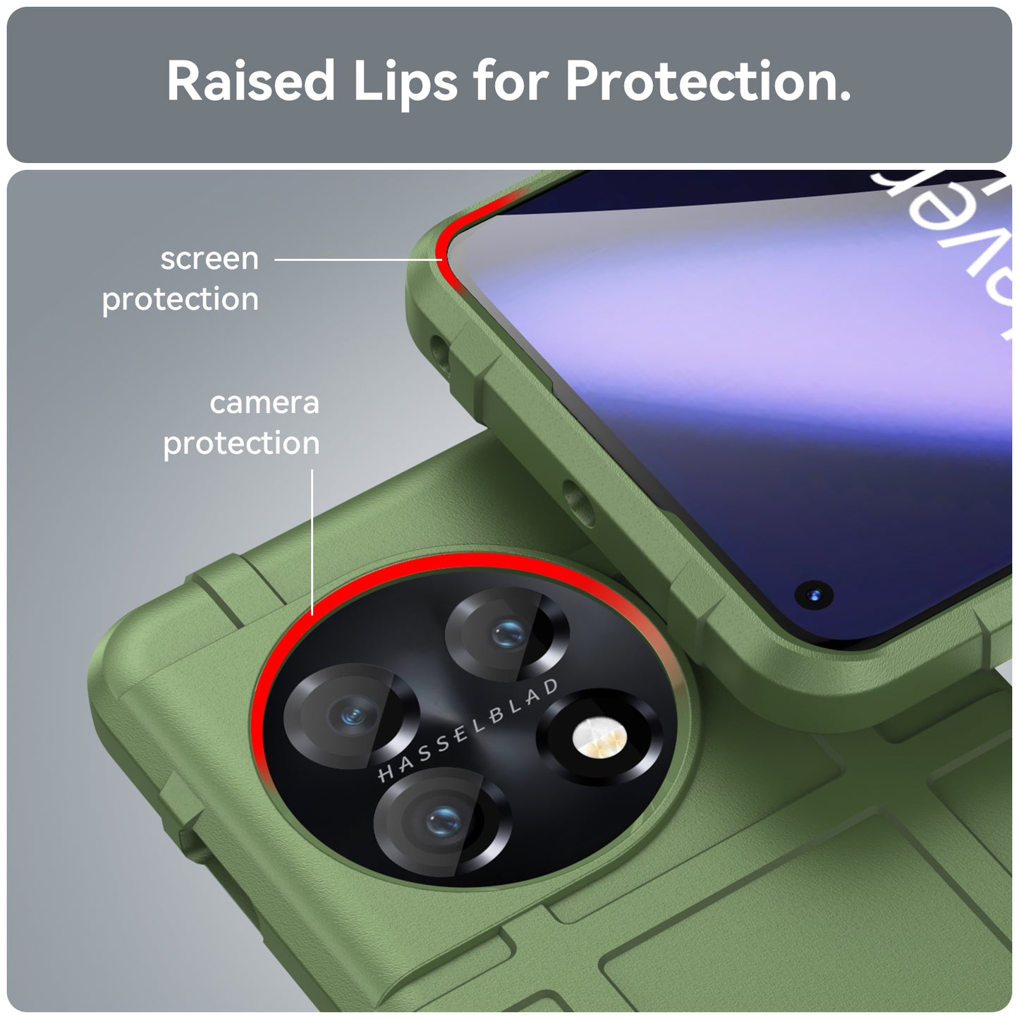 Soft TPU Case for OnePlus 11 5G, Rugged Square Grid Texture Drop-proof Phone Cover - Green