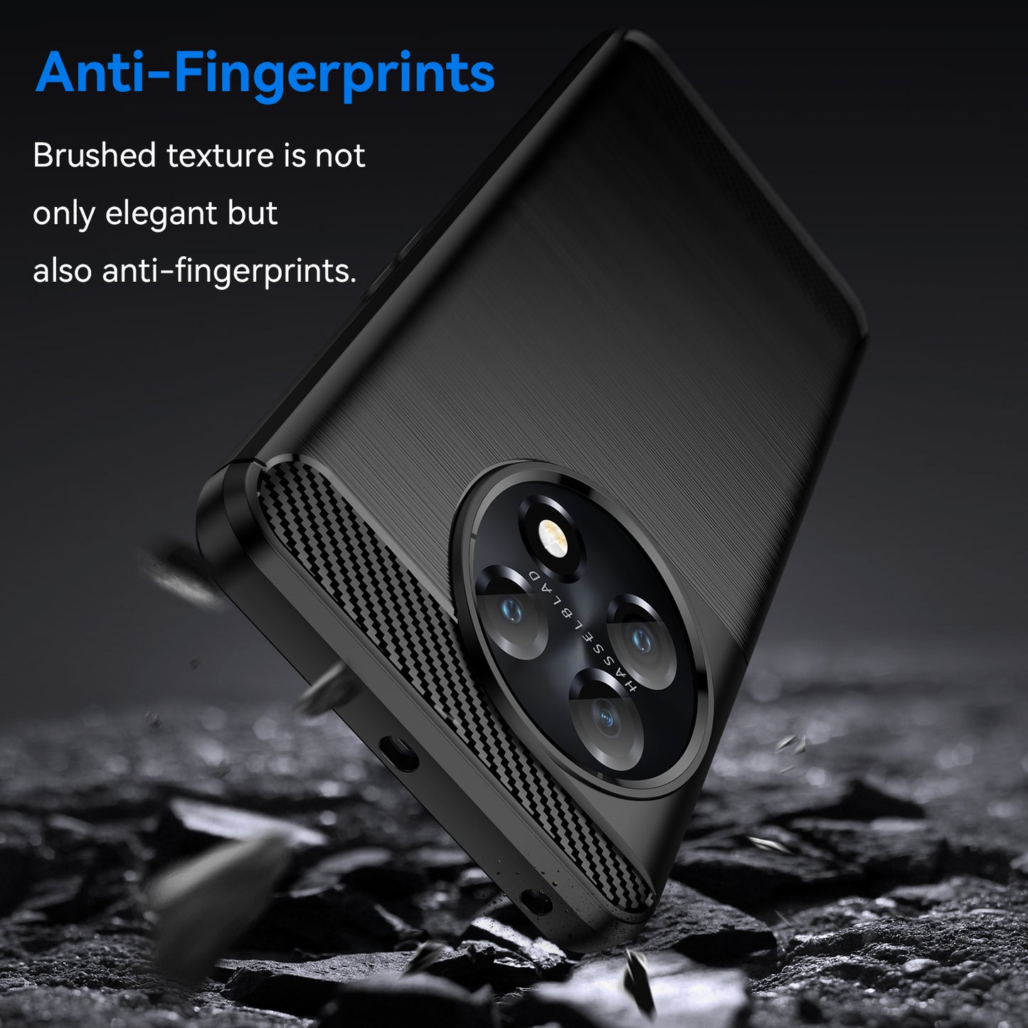 For OnePlus 11 5G Anti-scratch TPU Cover Brushed Carbon Fiber Texture Phone Case - Black