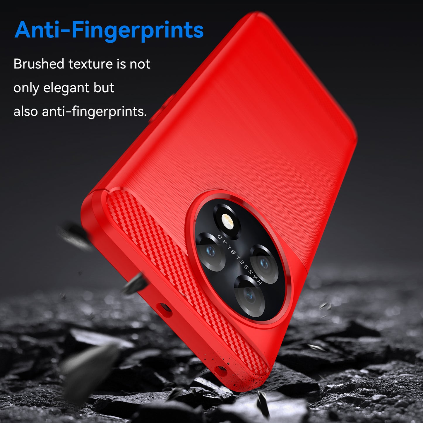 For OnePlus 11 5G Anti-scratch TPU Cover Brushed Carbon Fiber Texture Phone Case - Red