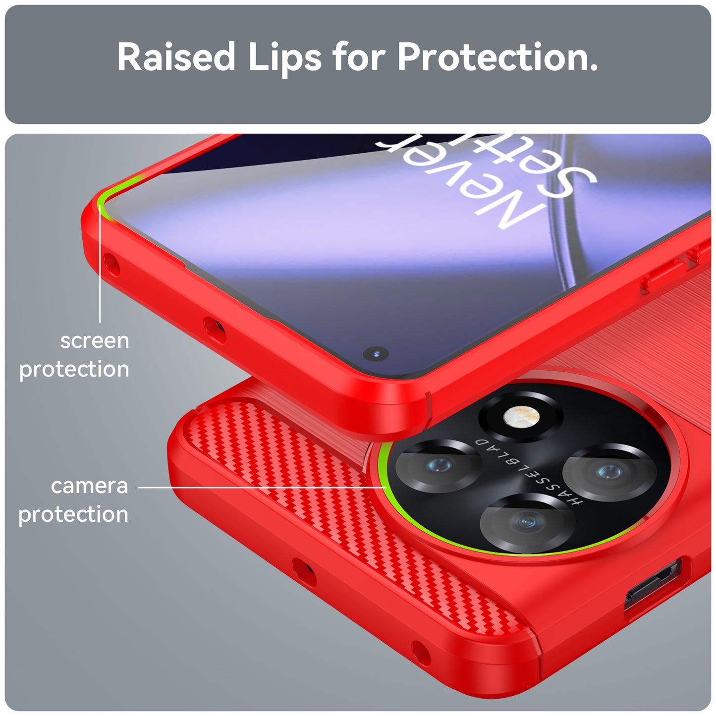 For OnePlus 11 5G Anti-scratch TPU Cover Brushed Carbon Fiber Texture Phone Case - Red
