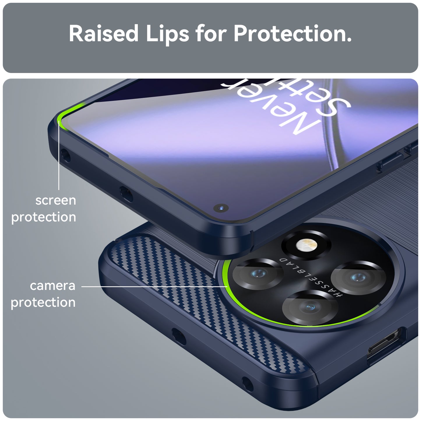 For OnePlus 11 5G Anti-scratch TPU Cover Brushed Carbon Fiber Texture Phone Case - Blue