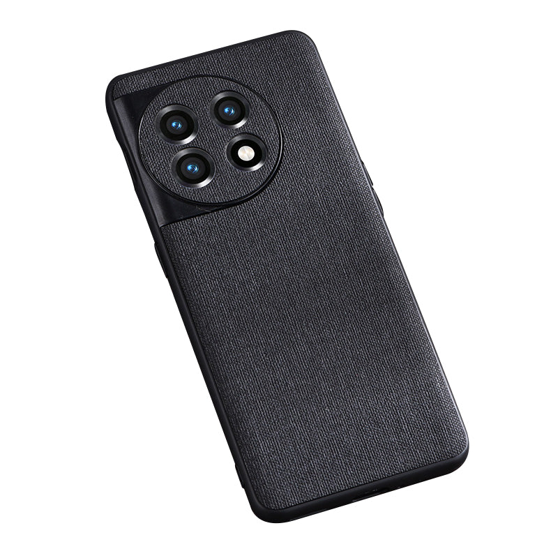 For OnePlus 11 5G Cloth Texture Phone Cover Anti-scratch TPU Protective Case - Black