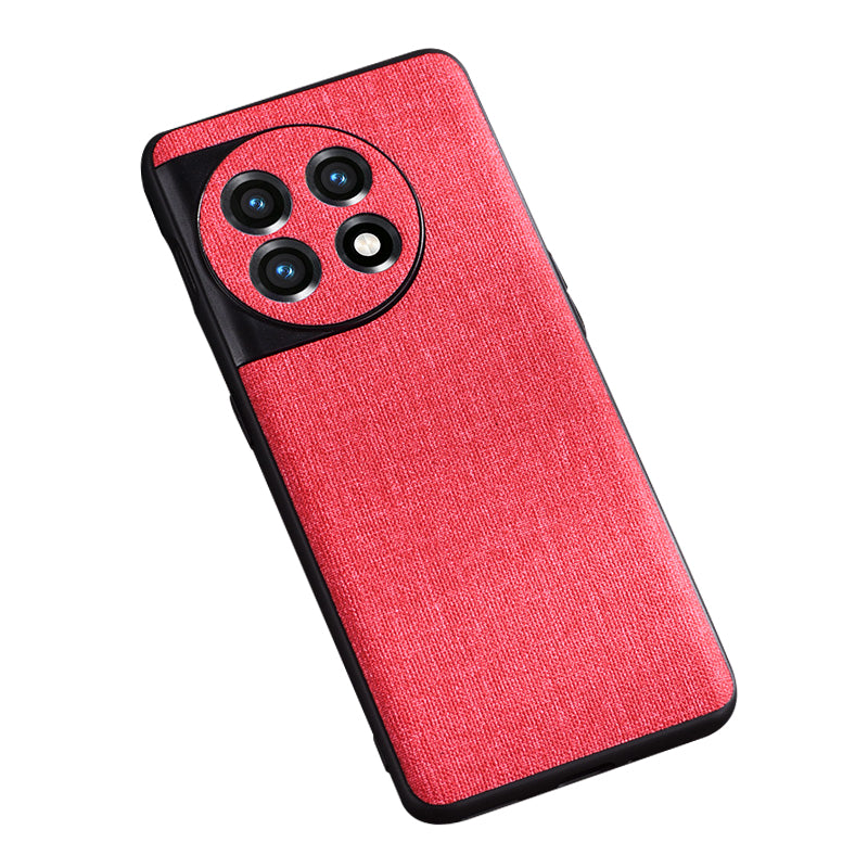For OnePlus 11 5G Cloth Texture Phone Cover Anti-scratch TPU Protective Case - Red