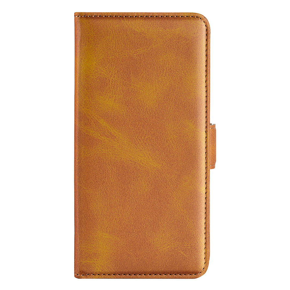 For OnePlus 11 5G Calf Texture PU Leather Phone Case Dual Magnetic Clasp Protective Cover with Stand Wallet - Yellow